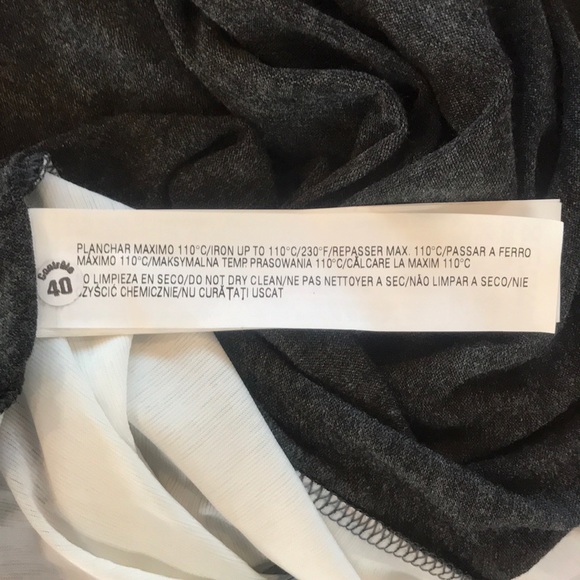 NWOT Zara Jersey Knit Abstract Mixed Media Top | Asymmetrical Hem | 3/4 Sleeve - Picture 6 of 6